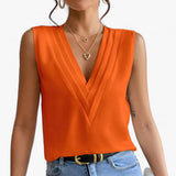 Talisse – Elegante ärmellose Bluse mit V-Ausschnitt – Orange