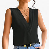 Talisse – Elegante ärmellose Bluse mit V-Ausschnitt – Schwarz