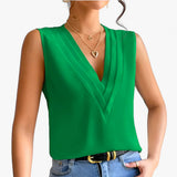 Talisse – Elegante ärmellose Bluse mit V-Ausschnitt – Grün