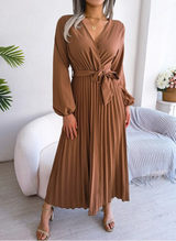 Naomi | Plissee Kleid Festlich – Kaffee
