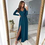 Lisha – Elegantes Partykleid Mit Tiefem V-Ausschnitt – Grün