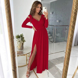 Lisha – Elegantes Partykleid Mit Tiefem V-Ausschnitt – Rot