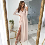 Lisha – Elegantes Partykleid Mit Tiefem V-Ausschnitt – Aprikose