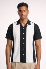Polo Herren - Retro Colorblock | Kurze Ärmel – Schwarz Weiß