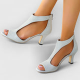 Nessa | Orthopädische Sandalen mit Absatz und Cut-Out – Silber