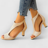 Nessa | Orthopädische Sandalen mit Absatz und Cut-Out – Gold