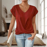 Aubrey | Herzausschnitt Kurzarm T-Shirt – Rot