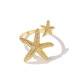 Verstellbarer Seesternring in Silber und Gold – Gold