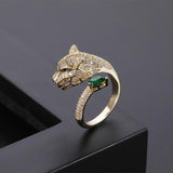 Verstellbarer Leopardenring mit Zirkonia-Finish – Gold
