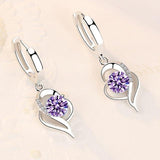 Florale Ohrringe aus 925 Sterling Silber und Zirkonia – Lila
