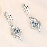 925 Sterling Silber und mit Zirkonia belegte Blumenohrringe – Weiß