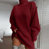 Bellas - Warmer kuscheliger Strickpullover für Herbst/Winter – Weinrot