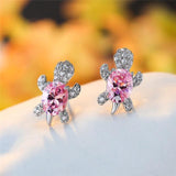 Meeresschildkröten-Ohrringe aus Zirkonium und Silber – Rosa