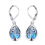 Silber-Ohrringe „Lebensbaum“ mit Opal – Blau