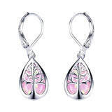 Silber-Ohrringe „Lebensbaum“ mit Opal – Pink