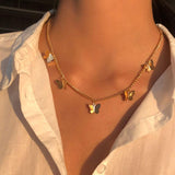 Silber- und Goldplattierte Schmetterling-Halskette – Gold