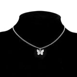 Silber- und Goldplattierte Schmetterling-Halskette – Silber 1 Schmetterling