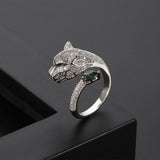 Verstellbarer Leopardenring mit Zirkonia-Finish – Silber