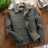 Aviator-Tradition™ Jacke aus Baumwolle mit Fleecefutter / Die Offizielle Jacke für Mutige und Stilbewusste Männer! – Olivgrün