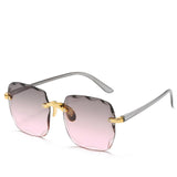 Eleglare Sonau | Trendige Randlose Quadratische Sonnenbrille – Lichtgrau