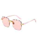 Eleglare Sonau | Trendige Randlose Quadratische Sonnenbrille – Hellrosa