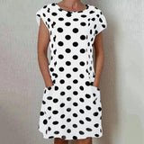 Angeline - Kurzärmeliges Kleid mit Polka Dot – Weiß
