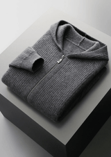 Merino Zip-Hoodie aus extra feiner Merinowolle – Dunkelgrau
