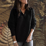 Cacillie - Oversize-Pullover mit Reißverschluss – Schwarz