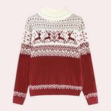 Corrina - eleganter weihnachtspulli mit rollkragen für frauen – Rot