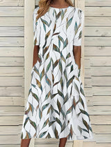 Malgorzata – Sommer-Midikleid Mit Küstenblumen – Grün