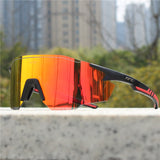 FlashLens – Sonnenbrille Mit Einem Schild Und Spiegelglas – Schwarzer Sonnenuntergang