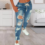 Florinda | Vintage Distressed High-Waist Jeans – Hellblau