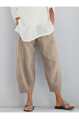Ragnhild | Damen Weite Hose Knöchellang Lockere Passform – Beige