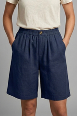 Rania | Damen Bermuda Shorts mit Kordelzug – Marineblau
