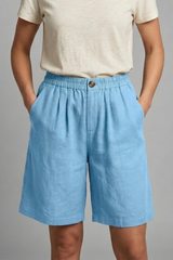 Rania | Damen Bermuda Shorts mit Kordelzug – Himmelblau