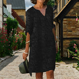Julianna - Elegantes besticktes Kleid für Damen – Schwarz