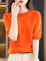 Pullover aus Merinowolle für Damen | Ideal für alle Jahreszeiten – Orange