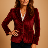 Damen Blazer | Schmale Passform mit Revers und Taschen – Dunkelrot