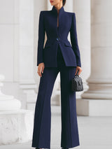 Ricarda | Damen Hosenanzug Set mit Tailliertem Blazer – Blau