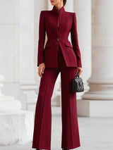Ricarda | Damen Hosenanzug Set mit Tailliertem Blazer – Rot