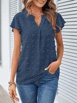 Bluse mit Patchwork und Rüschen – Marineblau