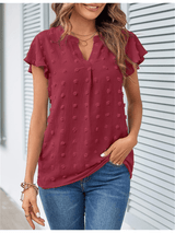 Bluse mit Patchwork und Rüschen – Weinrot