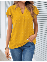 Bluse mit Patchwork und Rüschen – Gelb