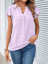 Bluse mit Patchwork und Rüschen – Hellviolett