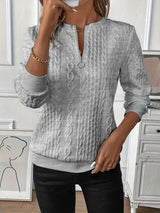 Elysha™ - Texturiertes Quarter-Zip Pullover – Grau (Fast ausverkauft)