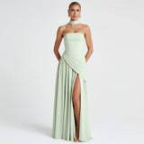 Nathalie | Damen Maxikleid Korsettstil Schaldetail Hoher Schlitz – Korsett Maxi 2026 – Mint
