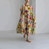 Jamila – Oversize-Kleid aus bedrucktem Baumwollleinen – Mehrfarbig