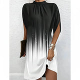 Quirina | Damen Partykleid Fledermausärmel Plissierter Ausschnitt – Party Kleid 2026 – Schwarz und Weiß