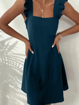 Lena | Damen Kurzes Ausgestelltes Kleid Rüschenärmel – Mini Kleid Rüschen 2026 – Marineblau