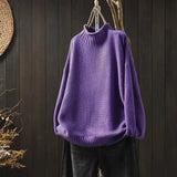 MILOU | GESTRICKTER ROLLKRAGENPULLOVER MIT STIL – Lila